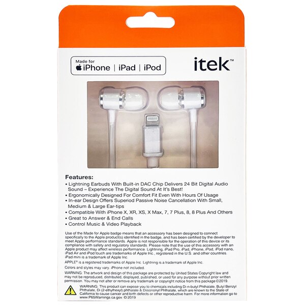 Itek Digital Earbuds with Lightning Connector