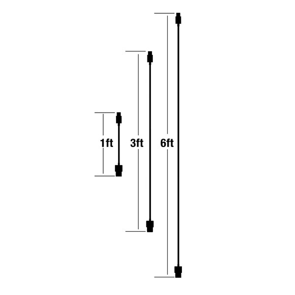 PowerXcel 3 Pack Type C Cables (6 ft, 3 ft , 1 ft)