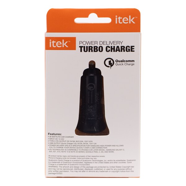 Itek PD 38 Car Charger, Black