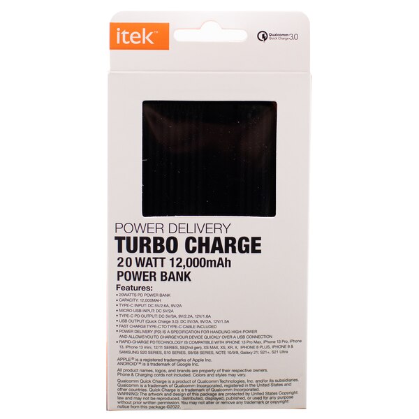 Itek PD 12,000 mAh Power Bank with Type C Coutput