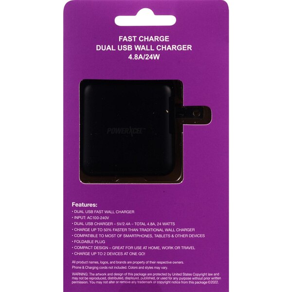 PowerXcel Fast Charge 24 Watt Dual Wall Charger