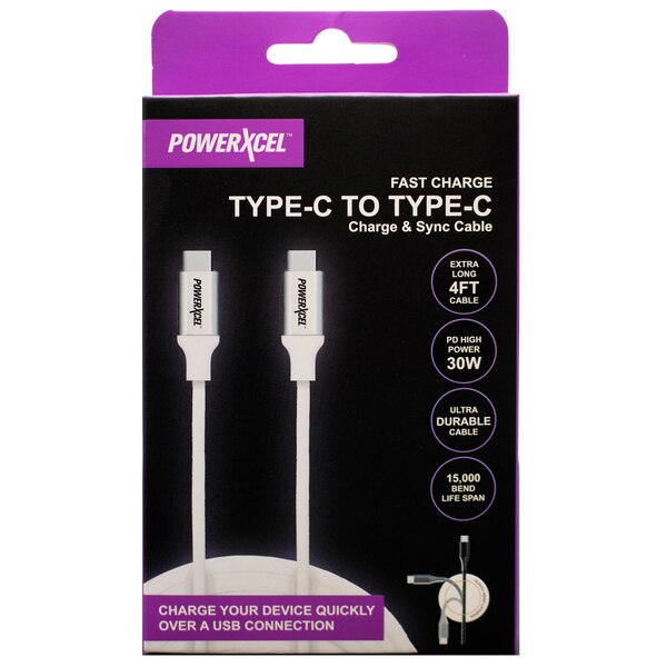 PowerXcel Type C to Type C Ultra Durable Charge and Sync Cable