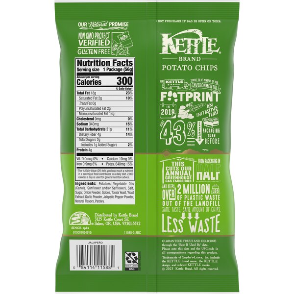 Kettle Brand Jalapeno Kettle Potato Chips, 2 oz
