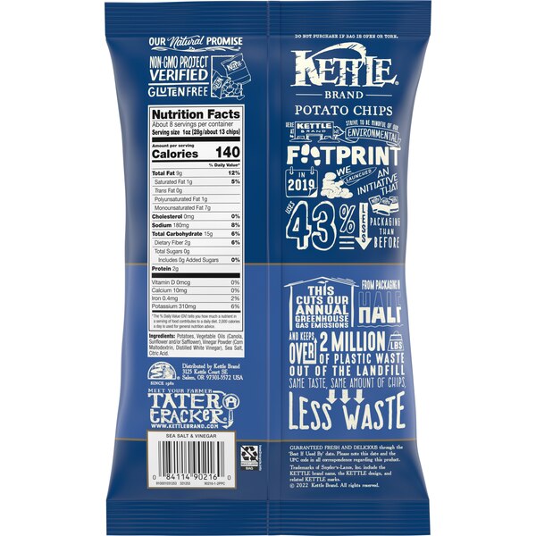 Kettle Brand Sea Salt and Vinegar Kettle Potato Chips, 7.5 oz