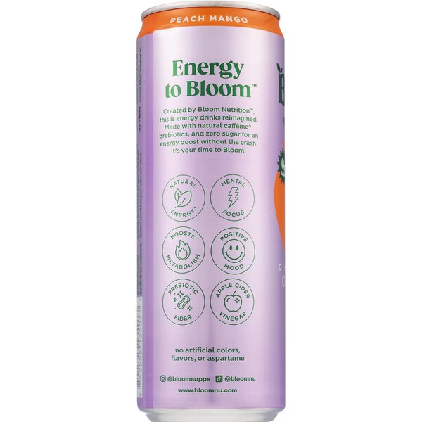 Bloom Energy, Peach Mango, 12 oz