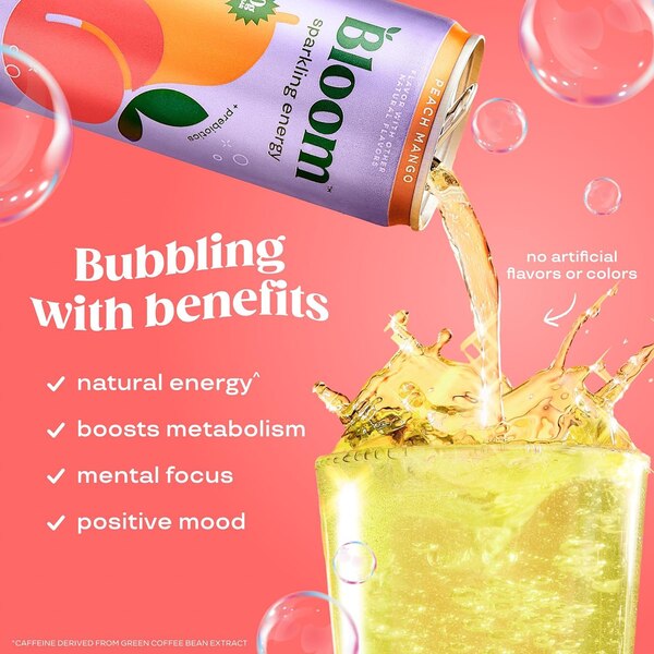 Bloom Energy, Peach Mango, 12 oz
