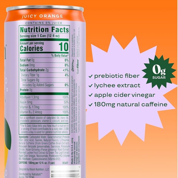 Bloom Energy, Juicy Orange, 12 oz