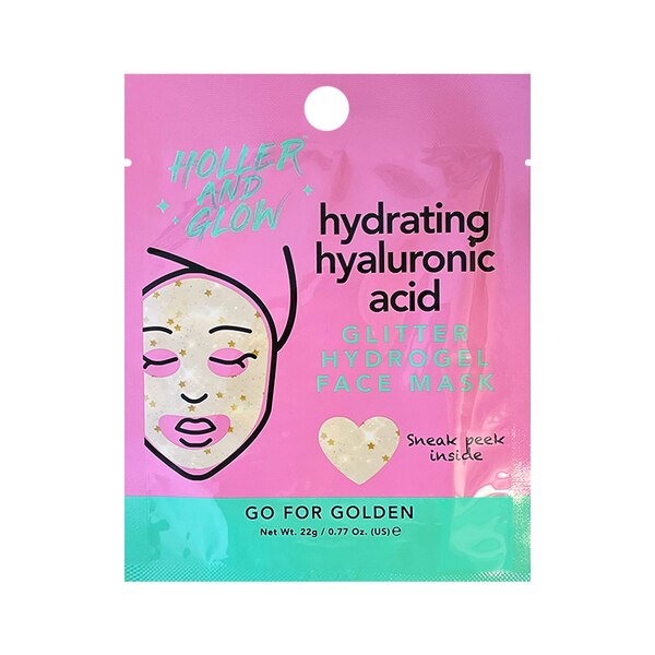 Holler and Glow Go for Golden Hydrating Hyaluronic Acid Glitter Hydrogel Face Mask