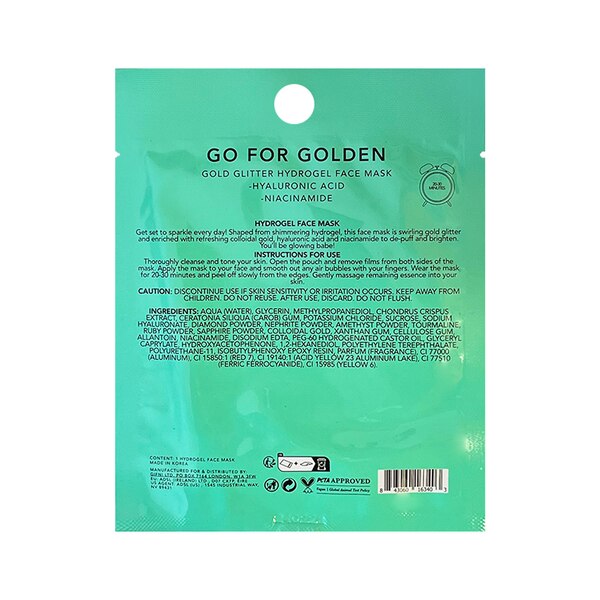 Holler and Glow Go for Golden Hydrating Hyaluronic Acid Glitter Hydrogel Face Mask