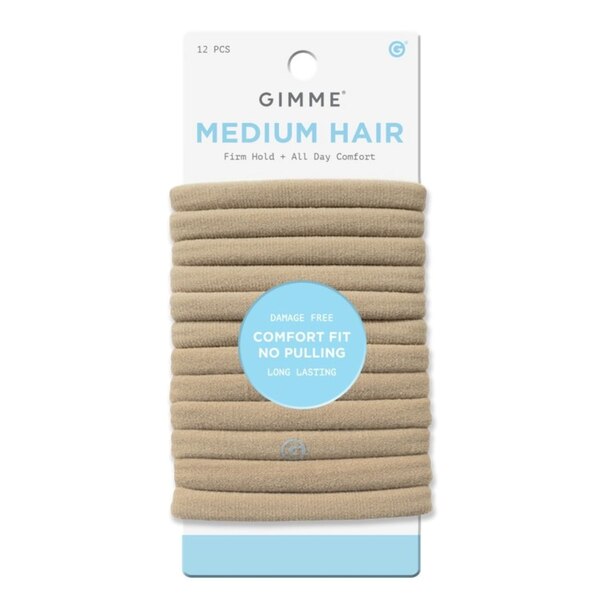 Gimme Beauty Medium Hair Elastics, Blonde, 12 CT