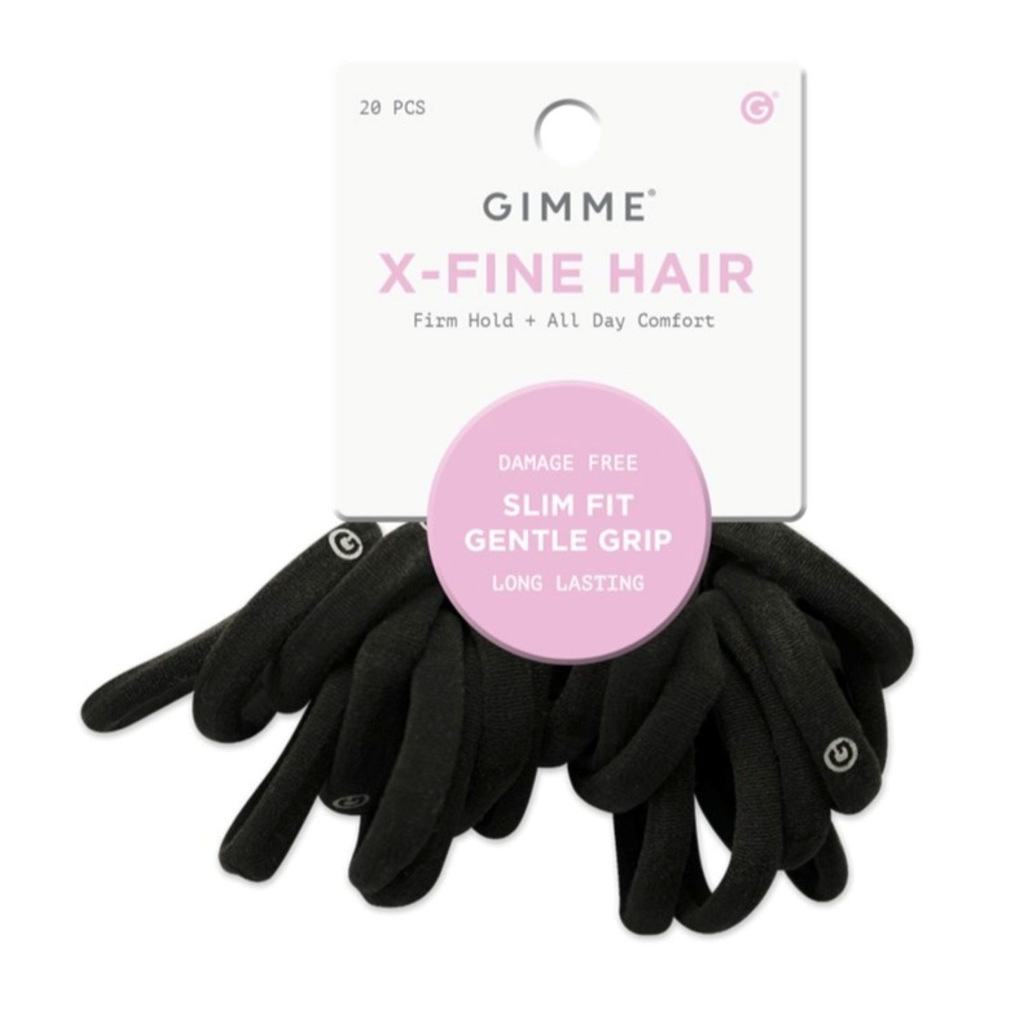 Gimme Beauty X-Fine Hair Elastics, Black, 20 CT