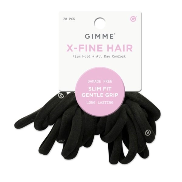 Gimme Beauty X-Fine Hair Elastics, Black, 20 CT
