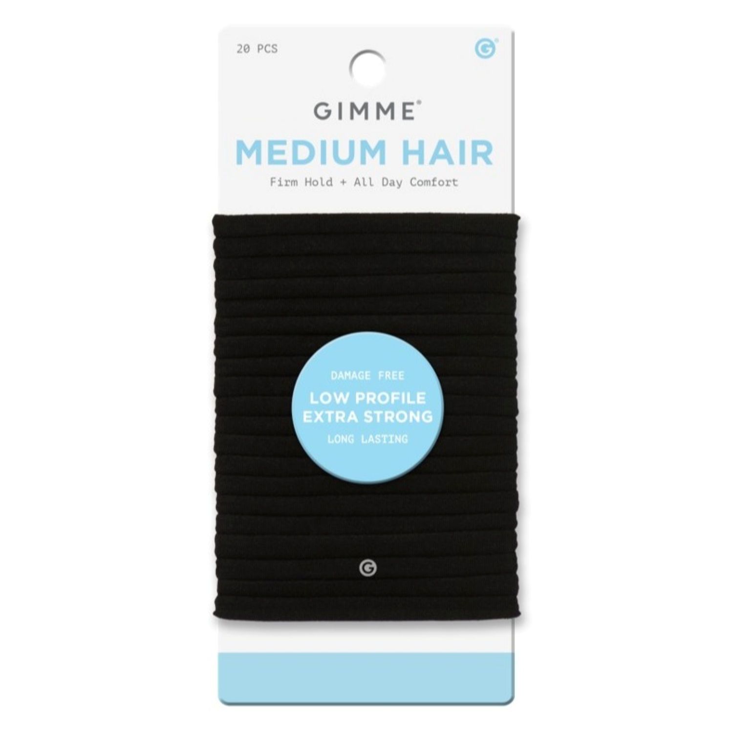 Gimme Beauty Low Profile Medium Hair Elastics, Extra Strong, 20 CT