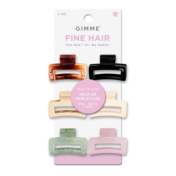 Gimme Beauty Fine Hair Rectangle Hair Clips, Assorted Color, 6 CT