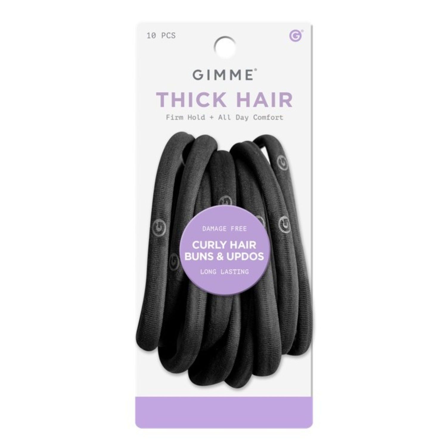 Gimme Beauty Firm Hold Hair Elastics For Thick Hair, Black, 10 CT