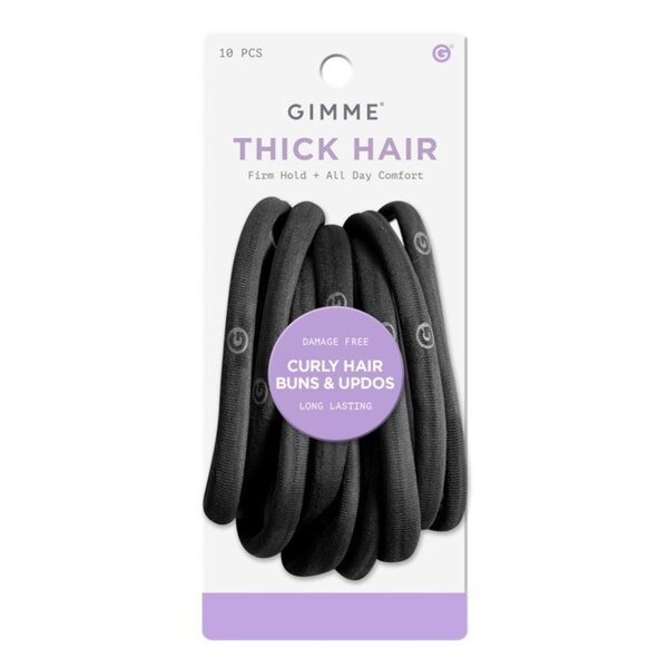 Gimme Beauty Firm Hold Hair Elastics For Thick Hair, Black, 10 CT