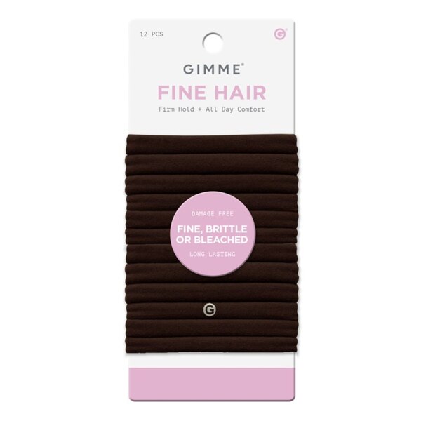 Gimme Beauty Hair Elastics For Fine, Damaged Or Bleached Hair, Brown, 12 CT