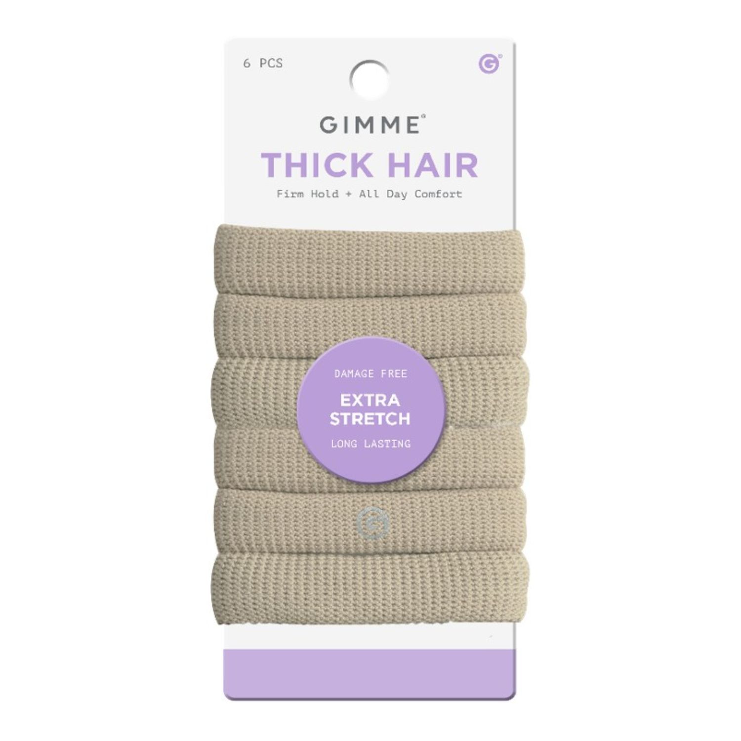 Gimme Beauty Thick Hair Elastics, Blonde, 6 CT