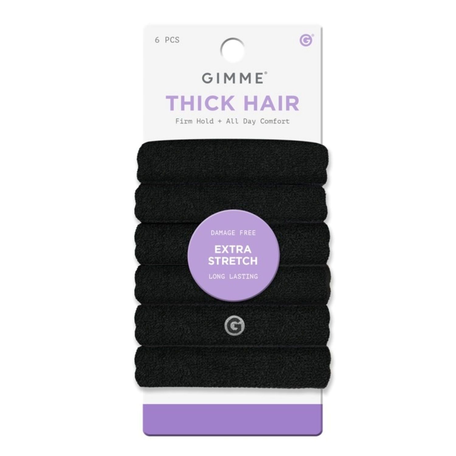 Gimme Beauty Thick Hair Bands, Extra Stretch, 6 CT
