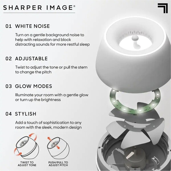 Sharper Image Sound Soother Sleep White Noise with LED Glow