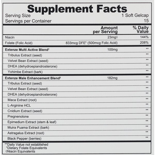 Extenze Extended Release Maximum Strength Male Enhancement Liquid Gel Capsules, 15 CT