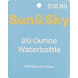 Sun & Sky Glass Water Bottle with Reusable Straw, 20 oz, Assorted Designs, thumbnail image