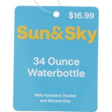 Sun & Sky Glass Water Bottle with Hydration Tracker & Silicone Grip, 34 oz, Assorted Colors, thumbnail image