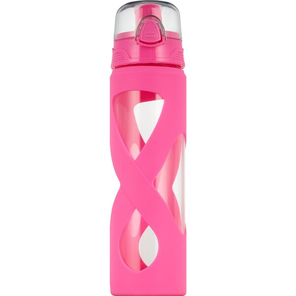 Sun & Sky Glass Bottle with Silicone Grip Flip Lid, Assorted Colors, 24 oz