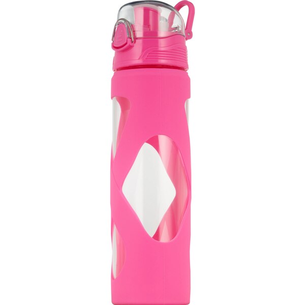 Sun & Sky Glass Bottle with Silicone Grip Flip Lid, Assorted Colors, 24 oz