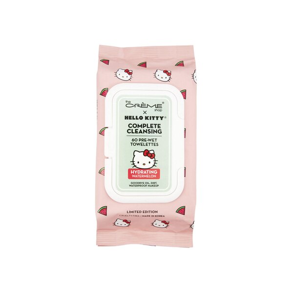 The Crème Shop x Hello Kitty 3-in-1 Complete Cleansing Towelettes, 60CT, Hydrating Watermelon