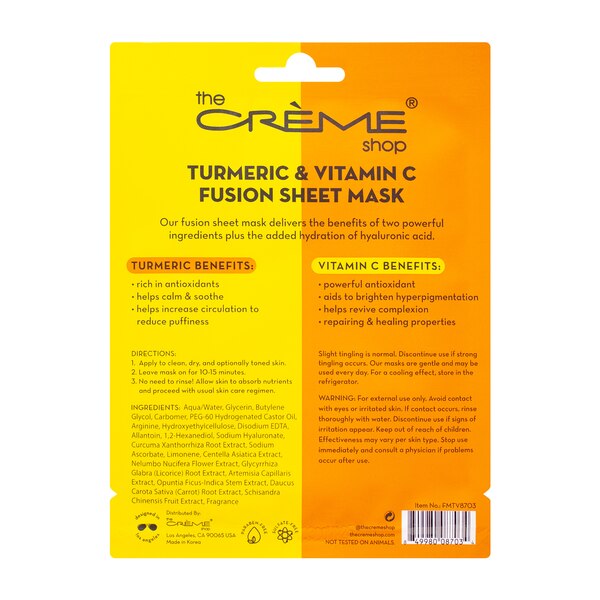 The Creme Shop Fusion Sheet Mask, Turmeric and Vitamin C