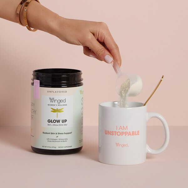 WINGED Glow Up Skin + Stress Drink Mix, Unflavored, 9.7 OZ