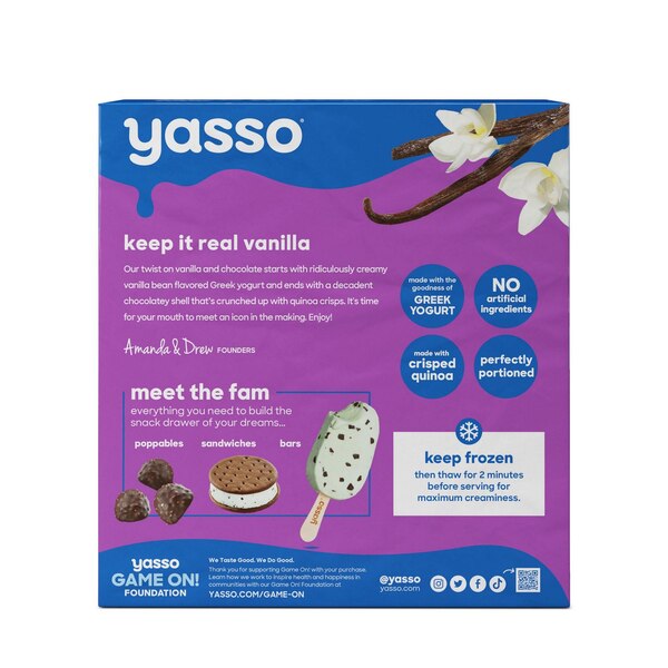 Yasso, Greek Yogurt Bars, Vanilla Chocolate Crunch, 4 CT