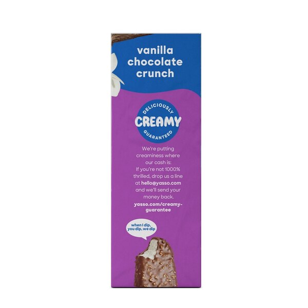 Yasso, Greek Yogurt Bars, Vanilla Chocolate Crunch, 4 CT