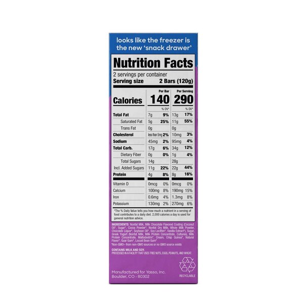 Yasso, Greek Yogurt Bars, Vanilla Chocolate Crunch, 4 CT