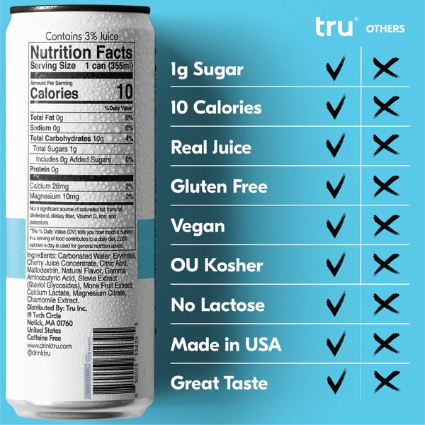 Tru, Dream, Cherry Berry Flavored Sparkling Water, 12 oz