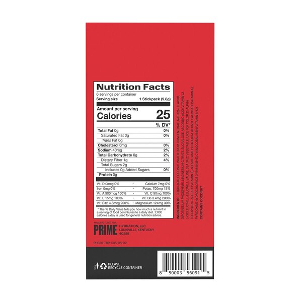 Prime Tropical Punch Hydration + Sticks, 6 CT