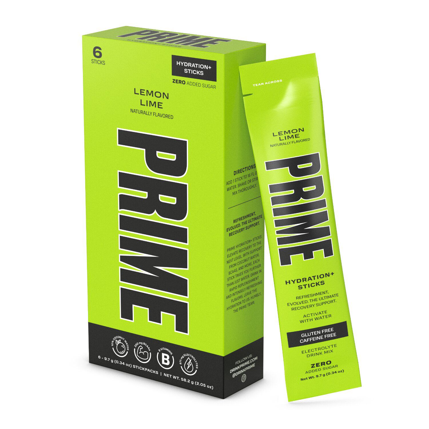 Prime Lemon Lime Hydration + Sticks, 6 CT