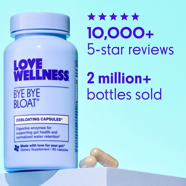 Love Wellness Bye Bye Bloat Debloating Capsules, 60 CT