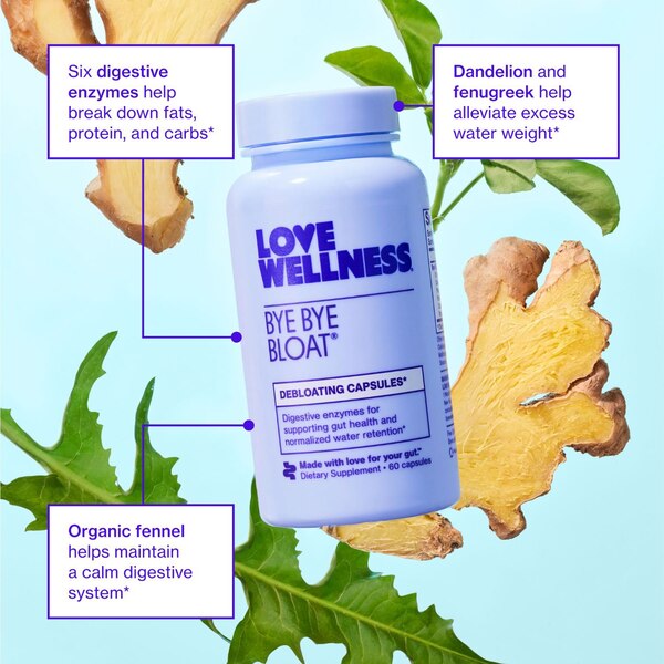 Love Wellness Bye Bye Bloat Debloating Capsules, 60 CT