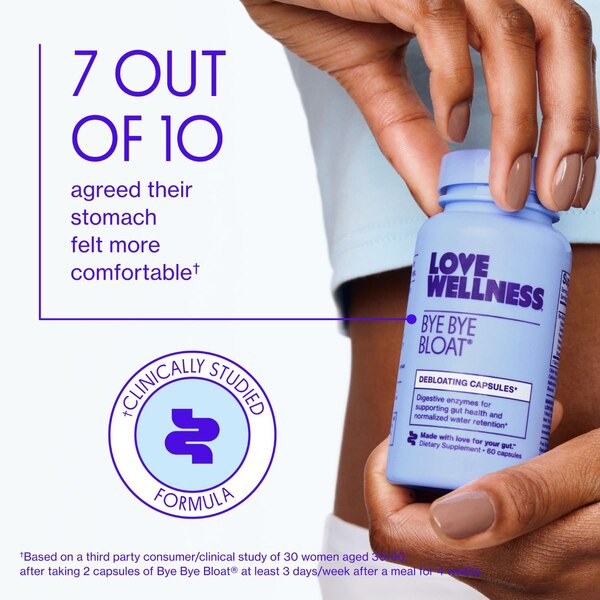 Love Wellness Bye Bye Bloat Debloating Capsules, 60 CT