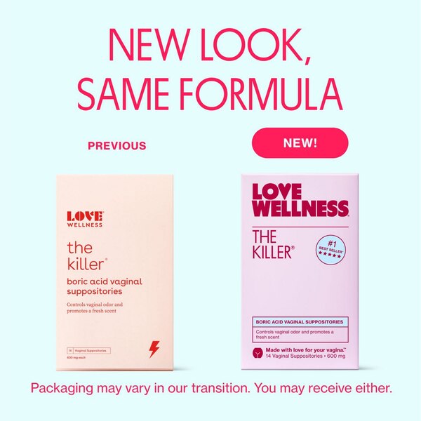 Love Wellness The Killer, Boric Acid Vaginal Suppositories, 14 CT