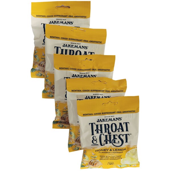 Jakemans Throat & Chest, Lozenges Bag, Pack of 5, 30ct