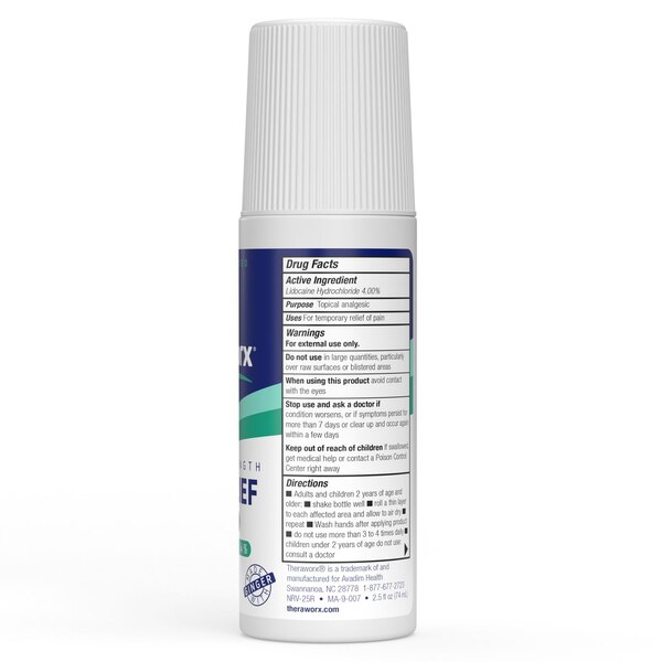 Theraworx Nerve Relief with Lidocaine Roll-On, 2.5 OZ