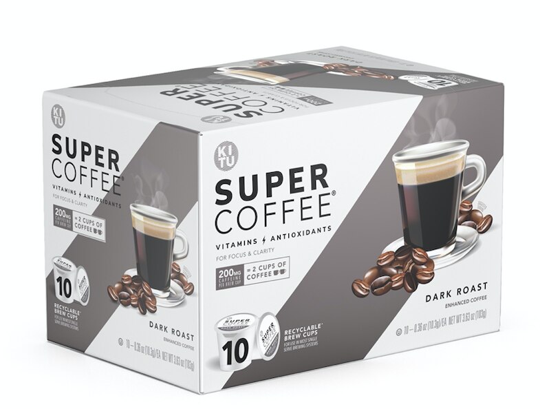 Kitu Super Coffee Recyclable Brew Cup Pods with Vitamins and Antioxidants, Dark Roast, 10 CT