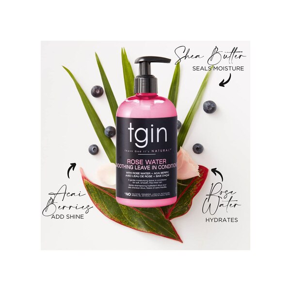 TGIN Rose Water Smoothing Leave In Conditioner, 13 OZ
