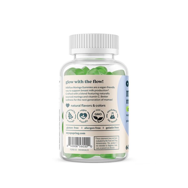 Upspring Milkflow Lactation Support Moringa Green Apple-Flavored Gummies, 60 CT