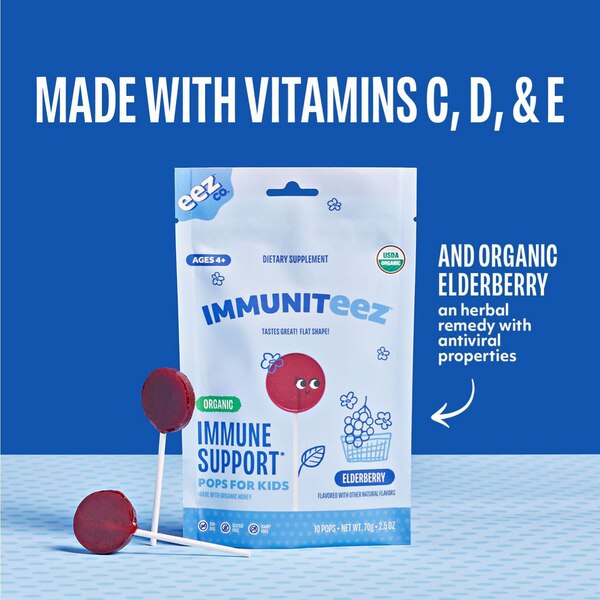 Lolleez Immuniteez Immune Support* Pops for Kids - Elderberry, 10CT