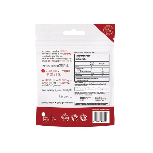 Sleepeez Organic Sleep +Immune Support Pops - Raspberry, 15 CT