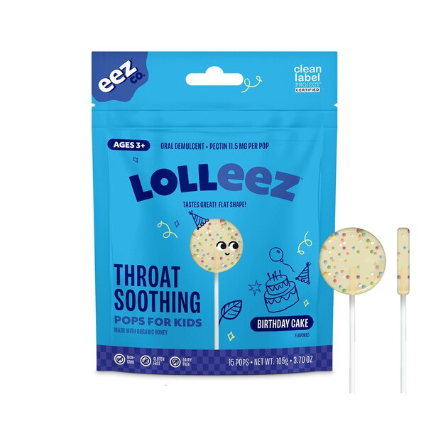 Lolleez Organic Throat Soothing Pop - Birthday Cake, 15 CT